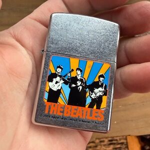 The Beatles Silver Lighter with Blue and Orange Graphic